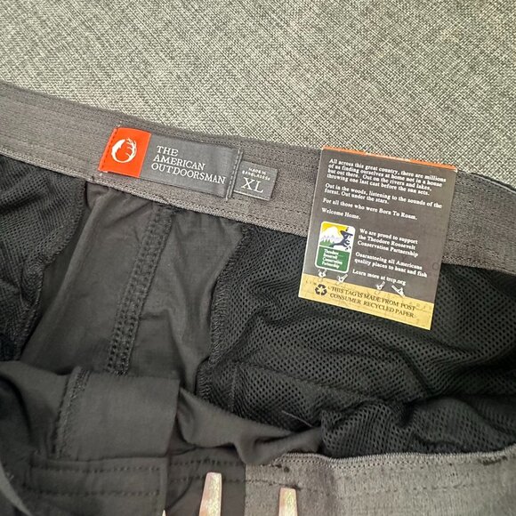 NEW! The American Outdoorsman Mens‎ Shorts XL Black Drawstring Pockets $60 - Picture 5 of 10